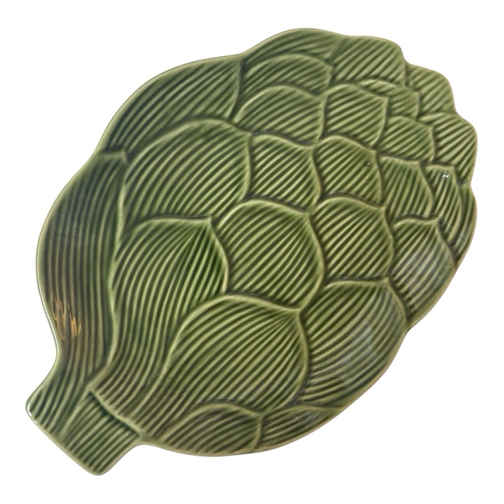 Ashland Green Ceramic Artichoke Shaped Serving Dish Platter Botanical Decor